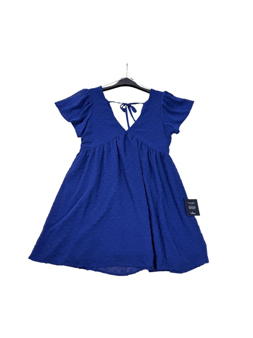 Lulus‎ Women's Blue Swiss Dot Babydoll Short Sleeve Mini Dress XS NWT